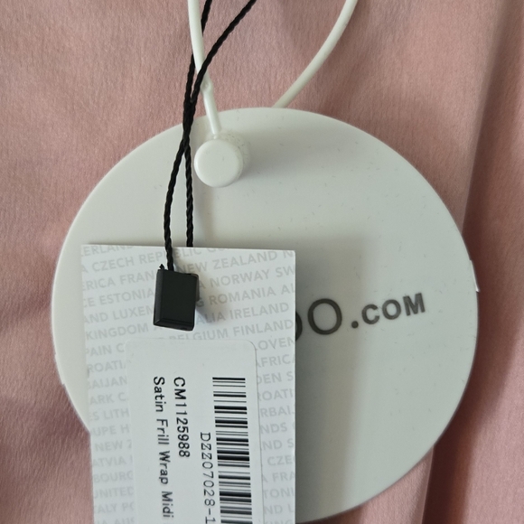 NWT Satin Frill Midi Wrap Dress, Rose, Size 12 - Picture 8 of 14